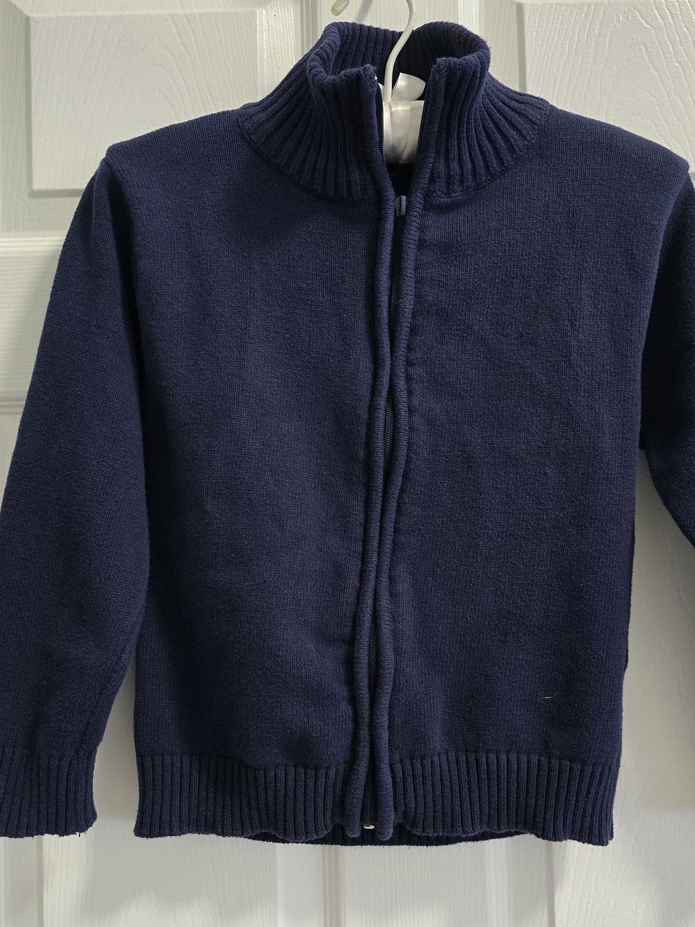 Kids Navy Full-Zip Knit Cardigan